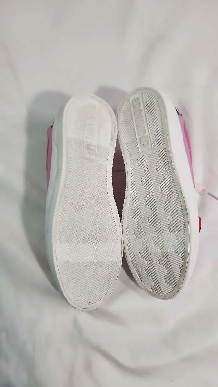 Sanrio Pink White Kids Sneakers with Red Bow Patch